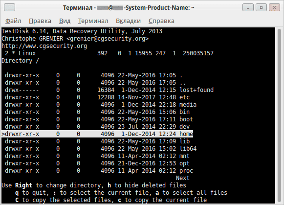 Восстановление данных. Программа TestDisk