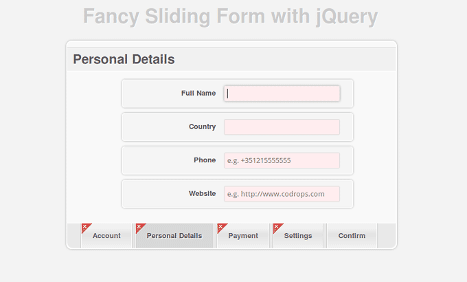 Fancy Sliding Form