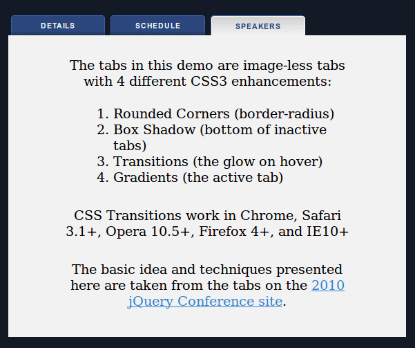 CSS3 Glow Tabs